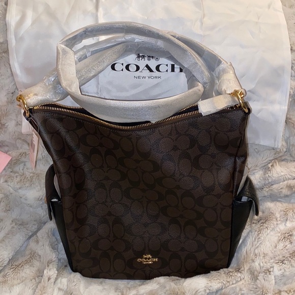 Coach Pennie Shoulder Bag Black Leather Large